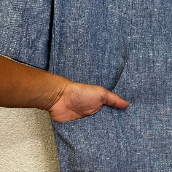 Boden Laurie 100% Linen Blue Chambray Two Pockets Shift Dress, Size 12L - Picture 6 of 12